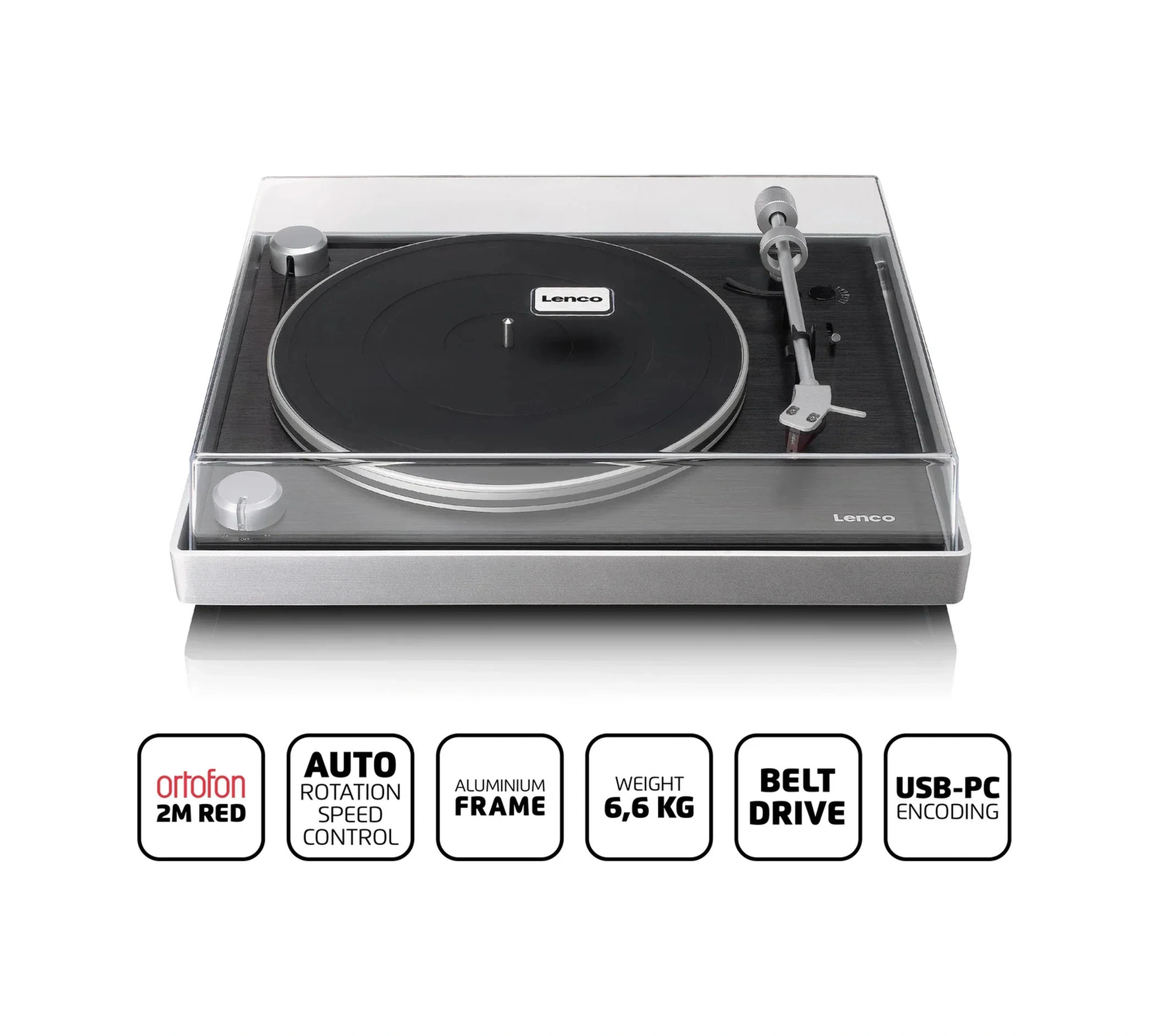 Lenco L-455bk Siyah Dahili Hoparlörlü Aliminyum Pikap-2m İğneli-l-455bk