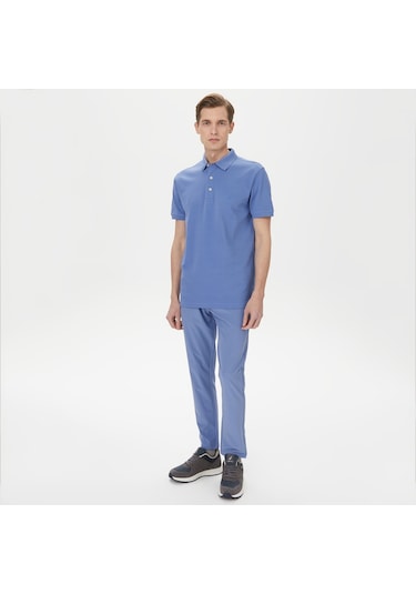 Nautica Erkek Mavi Slim Fit Kısa Kollu Polo Yaka T-shirt Düz K35052t Mavi