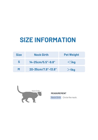 Geekyou Kedi Yaralı Yalama Engeli Atkısı - Hafif, Yumuşak, Ayarlanabilir Drawstringli - Mavi - M Boyu Ya001k011