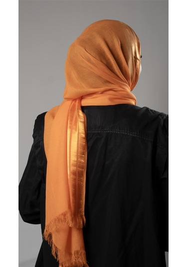 Turuncu Şerit Çizgili Şal Viskon Kumaş Bursa Dolama 202109 57 Turuncu