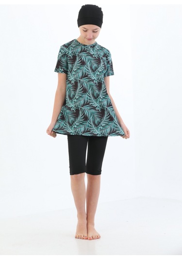 Yeşil Kız Çocuk Mayo Havuz Mayo Deniz Mayo Kısa Kol Çocuk Mayosu Yeşil