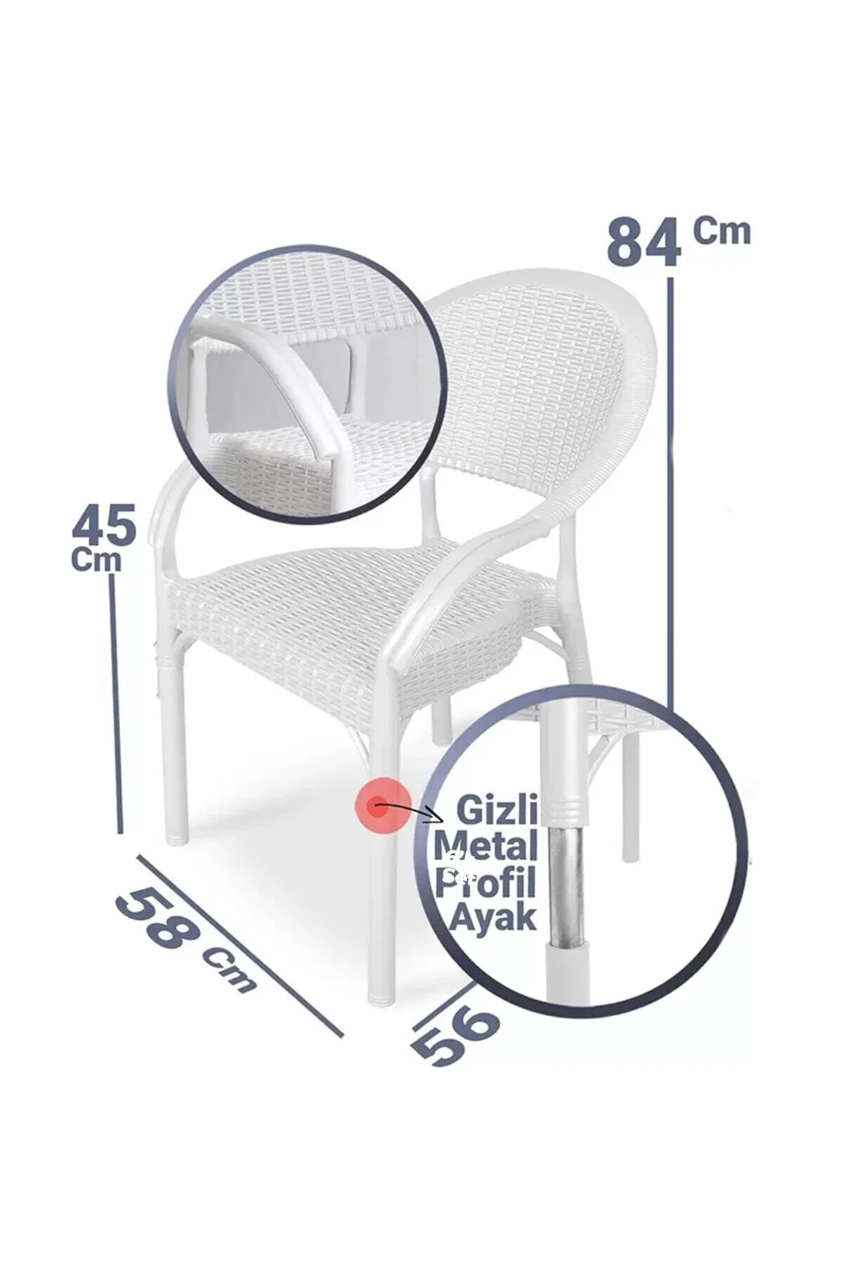 Alezy Bambu Balkon Bahçe Masa Takımı 4 Kişilik 70x70 Masa 4 Adet Bambu Koltuk Beyaz