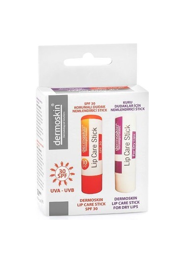 Dermoskin Lip Care + Lip Care Stick SPF30 Dudak Bakım Kremi Seti