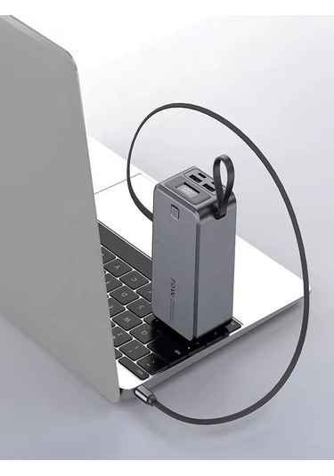 20000mah 70w Hızlı Şarj Powerbank Lcd Ekran 2x Usb + 2x Type-c Type-c Kablolu Çıkışlı Gri