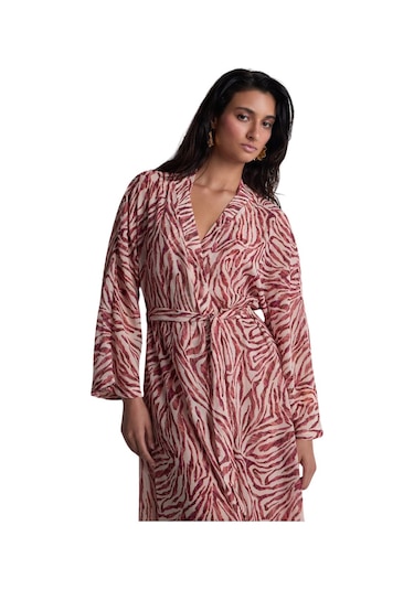 Aubade Beach Walk Kimono, Uzun Kollu, Derin Dekolteli, Hafif Plaj Üstlüğü Pembe