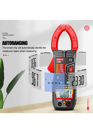 Maiyame Aneng Cm80 Akıllı Tokalı Ampermetre - Otomatik Aralık, 500a Akım, 4000 Sayım, Lcd Işıklı, Ncv Algılama Kırmızı