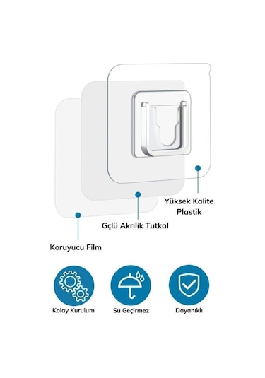 Mithra Life 5 Adet Çift Taraflı Yapışkanlı Eşya Sabitleme Askısı Mıt1107 Şeffaf