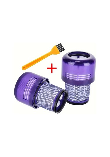 Elmpaly V11 V15 Sv14 Siklon Kablosuz Vakum 2 Adet Hepa Filtre Ağ Tasarımlı Mor Yedek Filtre Sarı Fırça
