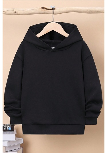 Starlit Sky Baskılı Erkek - Kız Çocuk Rahat Kalıp Sweatshirt Siyah