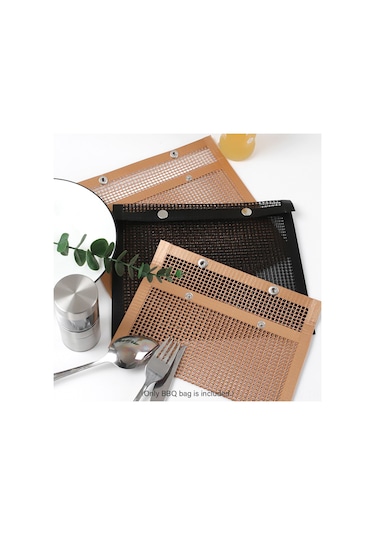 Moveevo Büyük Boy Teflon Izgara Torbası - Yeniden Kullanılabilir, Yapışmaz Ve Isıya Dayanıklı 27x22cm Siyah