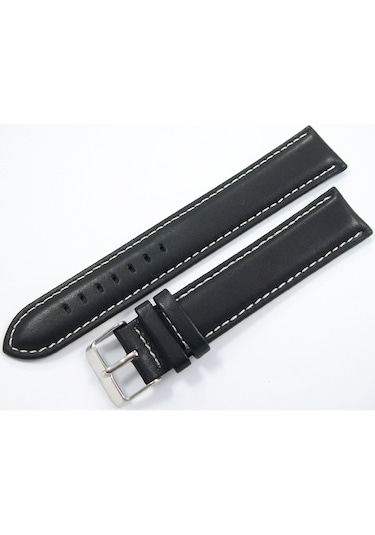 Bizon Deri Saat Kayışı 18Mm Siyah Desensiz Saat Kordonu Dikişli