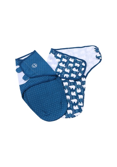 Hangfox Insular Pamuk Bebek Sarma Örtüsü 2'li Paket, Yumuşak Uyku Sarıcı, Kutup Ayısı Desenli, S Boy 0-2 Ay Çok Renkli