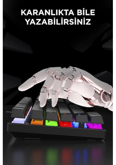Tk-05 Kablolu Mekanik Blue Switch Rgb Işıklı Gaming Klavye Siyah