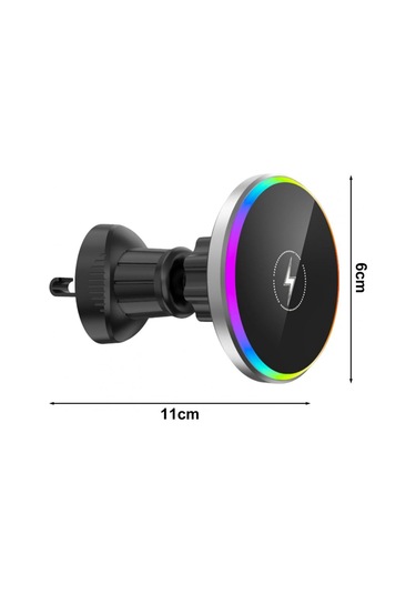 Siyah Manyetik Telefon Tutucu 360 Derece Dönebilen Telefon Montajı 15w Manyetik Kablosuz Araç Şarj Cihazı