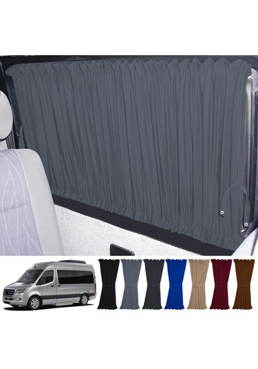 Pandami Mercedes Sprinter W907 Uzun 2018+ Uyumlu Gri Raylı Oto Perde Takımı