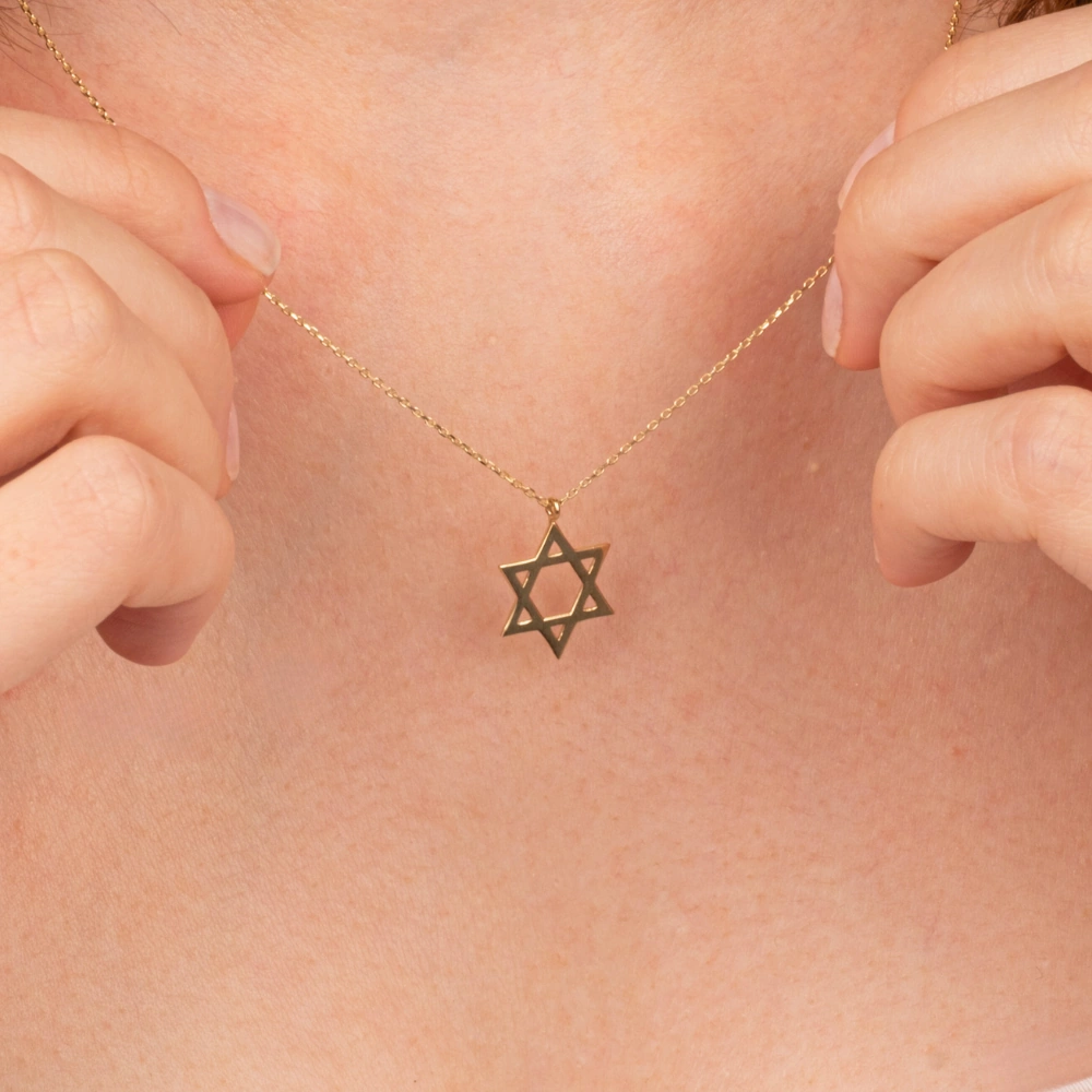 Gümüş Kolye - Davut Yıldızı 925 Ayar Gümüş Kolye Sarı