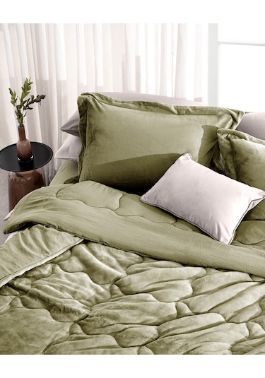 Madame Coco Kaira Çift Kişilik Comforter Set - Haki Çok Renkli