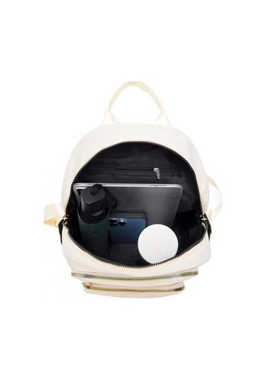 Lixiaqu01 Beige Moda Naylon Sırt Çantası Kadınlar Için Nakış Beyaz