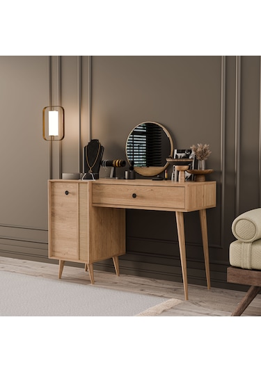 2244 Love Ahşap Ayaklı Mdf Çerçeveli Makyaj Masası Sepet-yunus