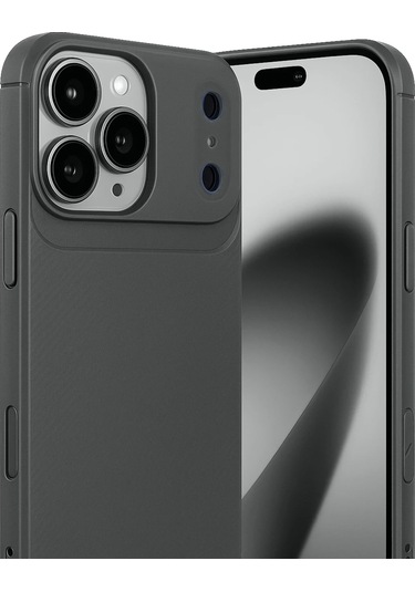 İphone Uyumlu 17 Pro Kılıf Focus Carbon Silikon Kapak Gri