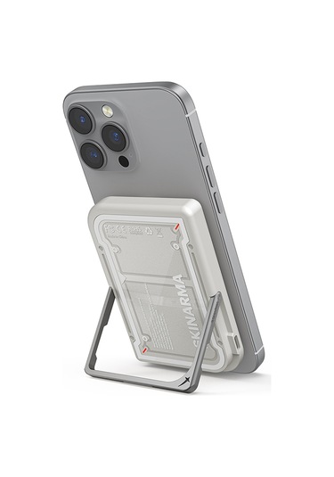 Skinarma Nexus Mecha Kablosuz Powerbank Pd Hızlı Şarj Özellikli Metal Standlı 20w 5000mah Açık Gri