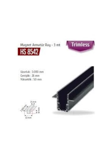 Magnet Armatür Rayı, Trimless Hs 8542 Siyah