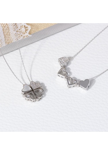 Kalp Yonca Model-1 Açılır-kapanır 925 Ayar Gümüş Aşk Kadın Kolye