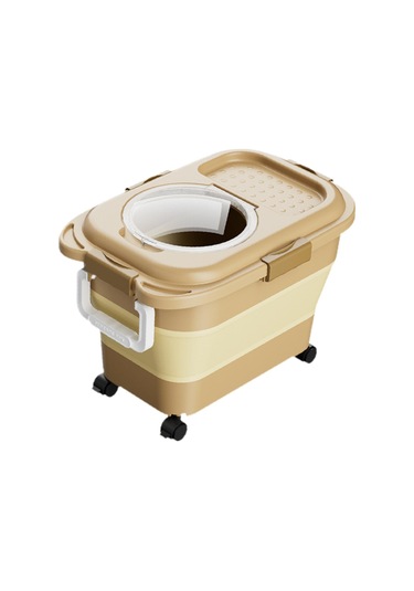 Homyl Tekerlekli Kedi Maması Saklama Kabı Kovası, Katlanabilir