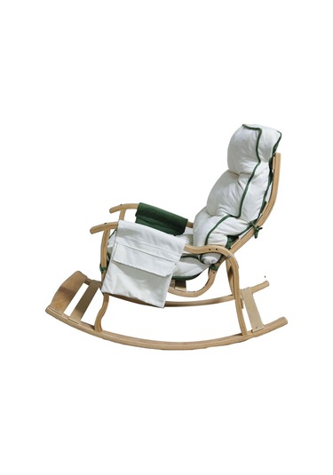 Enda Home Mosso Çift Minderli Ahşap Sallanan Sandalye Tv Baba Koltuğu Dinlenme Koltuğu Yeşil - Krem