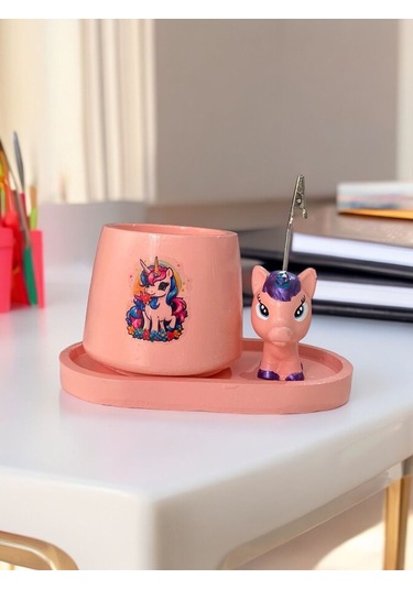 Pembe Unicorn Not - Fotoğraf Tutuculu Hediyelik Set Şeker Pembe