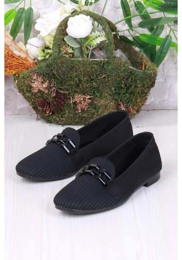 Mehmet Mete 9537 Fashion Tokalı Kadın Babet Sıyah