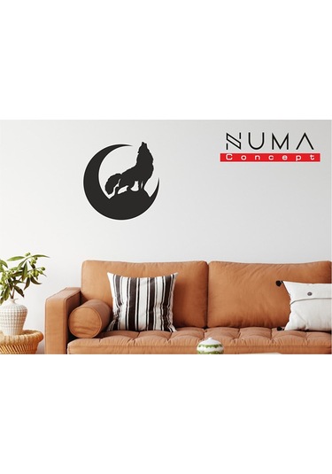 Numa Concept Bozkurt Ve Ay Figürlü Dekoratif Ahşap Tablo