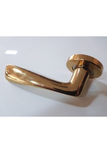 Çelik Kapı Kolu Rozetli Prinç Kobra Albrifin Saten Sol