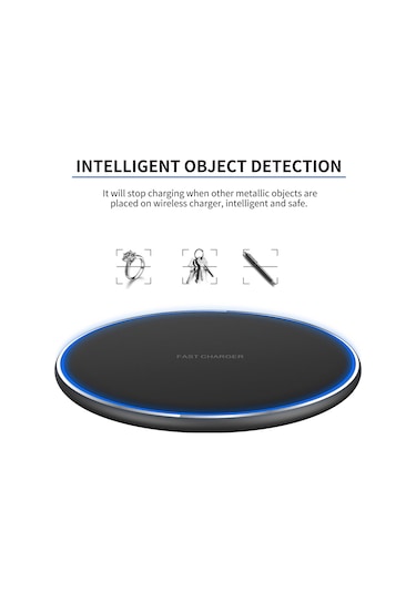 Springsun Alüminyum 15w Hızlı Şarj Akıllı Yansıtıcı Yüzeyli Kablosuz Telefon Şarj Cihazı Siyah Led Göstergeli, Korumalı Kılıf İle Şarj Edin