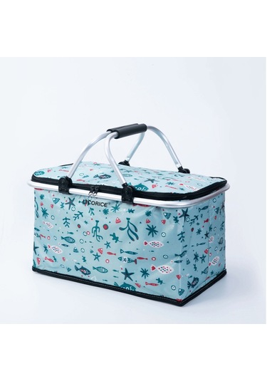 Lıcorıce Katlanabilir Kamp Taşınabilir Buz Torbası Yalıtımlı Öğle Yemeği Kutusu, Açık Saklama Sepeti Mavi