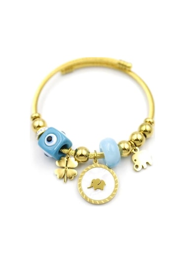 Fil Charm Bilezik - Altın Çok Renkli