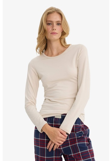 Defacto Basic Düz Uzun Kollu Üst-fall İn Love F2546ax25aubg33 Bej-bg33