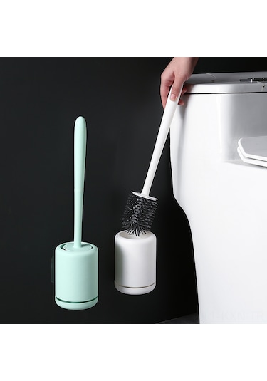 Kosona Duvar Takılı Yeşil Silikon Tuvalet Fırçası Seti - Nordik Tasarım, Su Birikimi Yok, Yumuşak Tüy, Plastik Uç Ve Tabanlı Temizlik Aleti Diğer