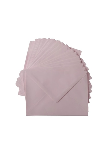 Renkli Mektup Davetiye Zarfı 13x18 Ebat 50' Li - Açık Pembe