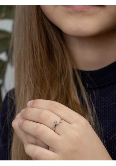 Veronika 925 Ayar Gümüş Ayrılabilir Çiçek Tasarımlı Rodyum Kaplama Taşlı Yüzük 84389504 Altın