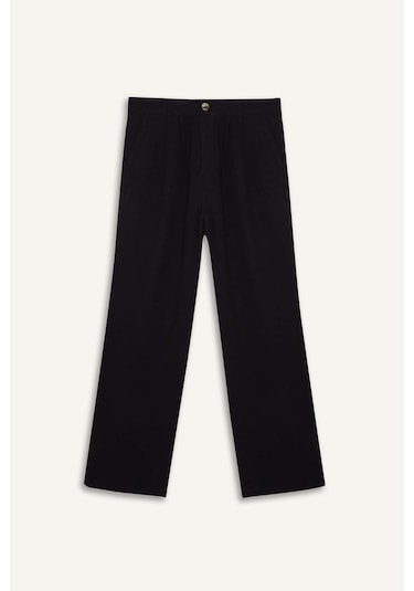 DeFacto Wide Leg Fermuarlı Normal Bel Standart Boy Geniş Paça Keten Karışımlı Palazzo Pantolon E6210AX25SPBK81 DeFacto Wide Leg Fermuarlı Normal Bel Standart Boy Geniş Paça Keten Karışımlı Palazzo Pantolon E6210AX25SPBK81