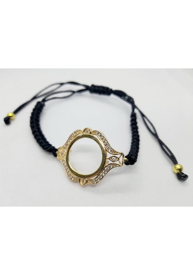 Soma Tesbih Çeyrekli İpli Çeyrek Altın TakılanTaşlı Çerçeve Bileklik Çok Renkli