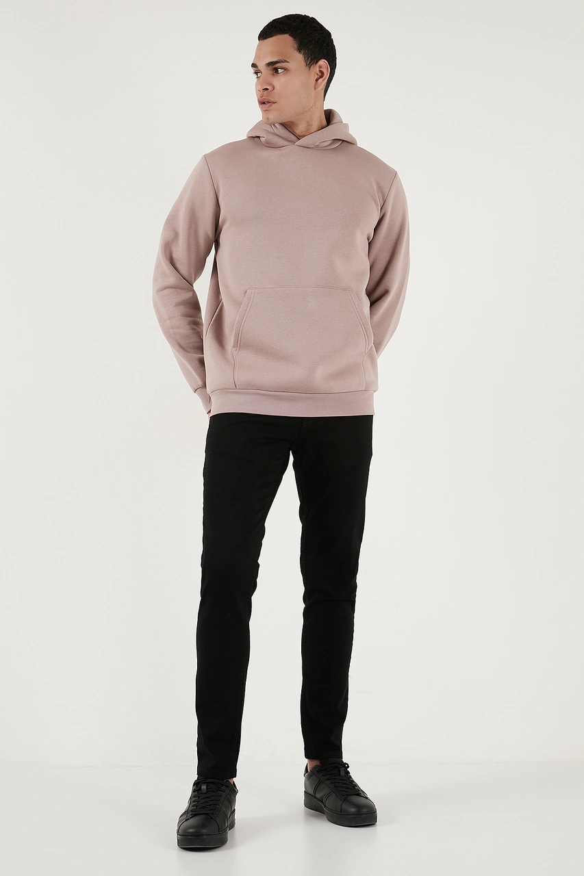 Buratti Regular Fit Kapüşonlu Kanguru Cepli Içi Tüylü Yumuşak Şardonlu Erkek Sweat 5905281 Gül