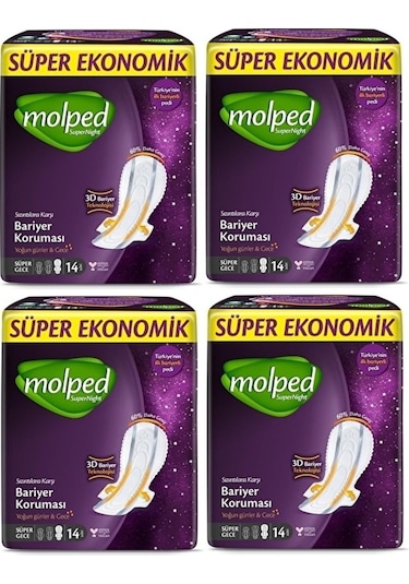 Molped Supernight Yoğun Günler & Gece (Süper Gece) 14'Lü 4 Adet Molped Super Gece 14