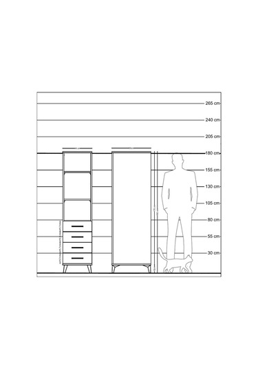 Kronos Dolap 3 Raflı 4 Çekmeceli 44x59x182 Çam-çam Çam