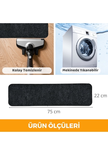 Beylini Kaymaz Merdiven Halısı Kendinden Yapışkanlı 1 Adet 20x75 Antrasit