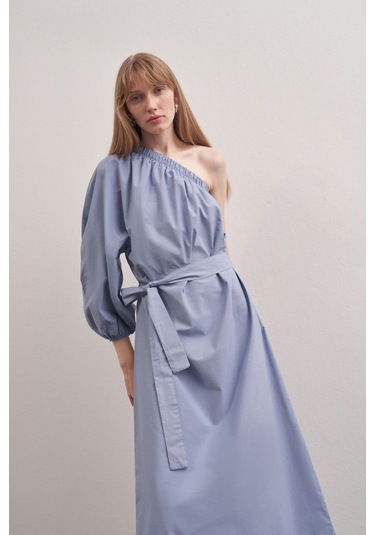 Mathilda Store Kadın Mavi Tek Kol Elbise Mavi