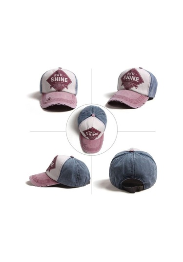 Bordo Lacivert Eskitme Shine Şapka Çok Renkli