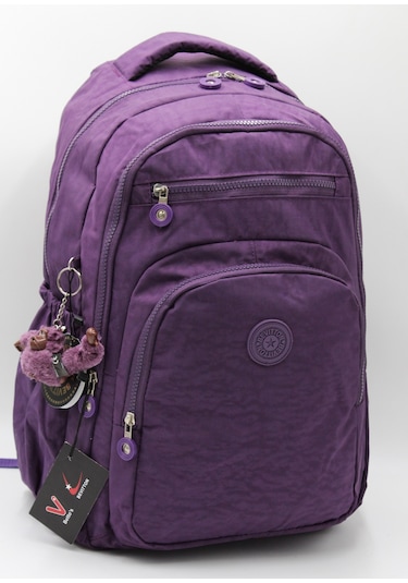 Suya Dayanıklı Krinkıl Kumaş Mor Unisex Okul Çantası 18