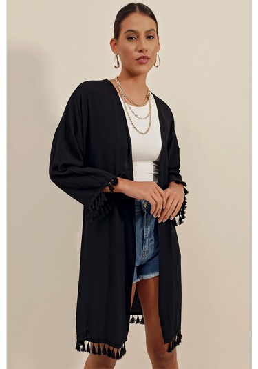 5833 Fırfırlı Kimonıo - Siyah 5833bgd19-001-12277 001